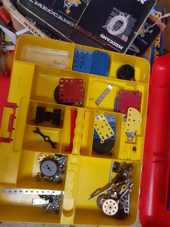 A collection of vintage and modern Meccano sets and loose Meccano,